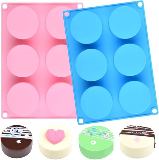 Cake Puck Mold Set, Silicone Cookie Molds Round Cylinder Chocolate Covered Mold (2, Multi)