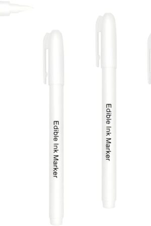 3pcs White Food Coloring Markers, Edible Ink Pen with Upgraded Smooth Tip, Food Grade Markers For Cookie Decoration, Fondant,Cake,Frosting Decorating Supplies by Edibleink