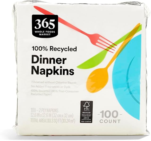 365 by Whole Foods Market, Dinner Napkins, 2-Ply, 100 Count