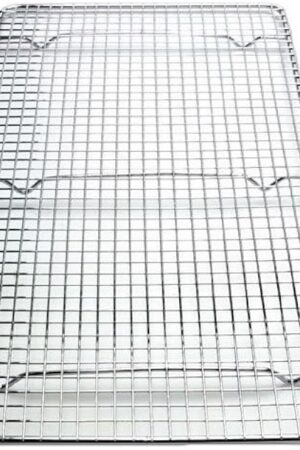 Cooling Rack Cross-wire Grid, Chrome Plated Steel, Commercial Quality, 10 x 18 inch. fits inside most standard full size pans set of 2