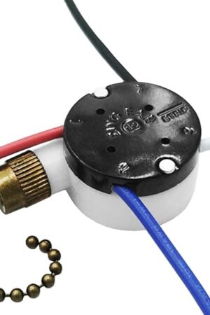 Ceiling Fan Switch Zing Ear ZE-208s E89885 3 Speed 4 Wire Pull Chain Switch with 4 Pre-Installed Wires Replacement Part for Hunter, Hampton Bay, Harbor Breeze Fans (Bronze Chain)