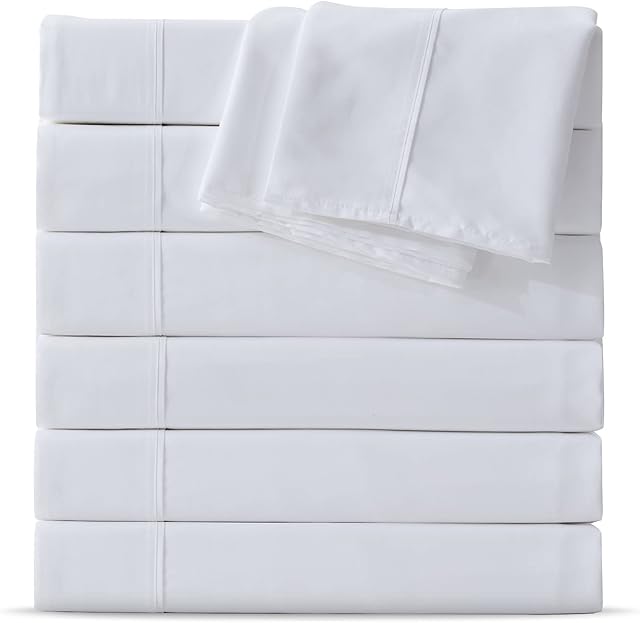 Maple&Stone Twin Flat Sheet 6 Pack,Premium Soft & Breathable,Brushed Microfiber Fabric,Anti-Shrinkage & Non-Fading,Bulk Flat Sheets Only Twin Size (White)