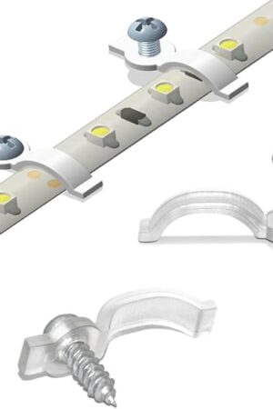 100 Pack Strip Light Mounting Brackets,Fixing Clips,One-Side Fixing,100 Screws Included (Ideal for 10mm Wide Waterproof Strip Lights)