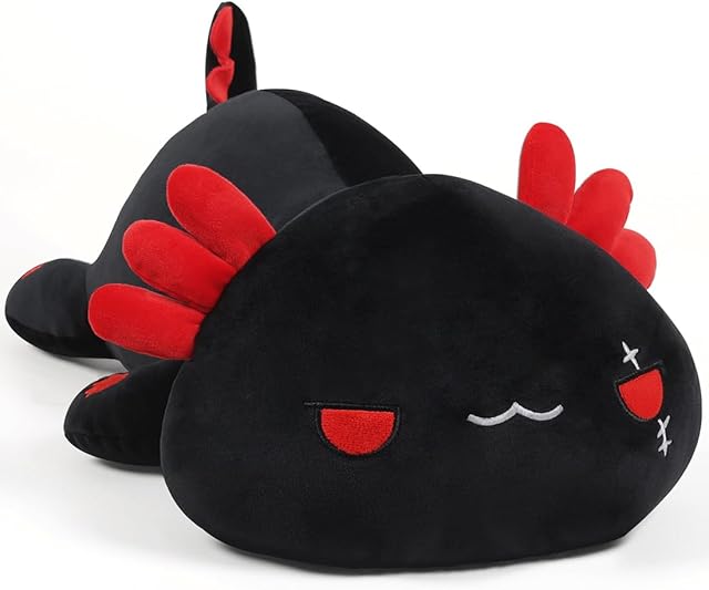 Black Axolotl Plush Pillow Cute and Soft Axolotl Stuffed Animal Kawaii Plushie Toy Great Gift for Kids, 12"