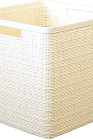 CURVER Cube Basket, White, 5.7 gal (17 L), Jute Storage Basket, Laundry Basket, Laundry Basket, Laundry Hamper, Stylish, Durable, Scandinavian Linen-Like Texture, Linen