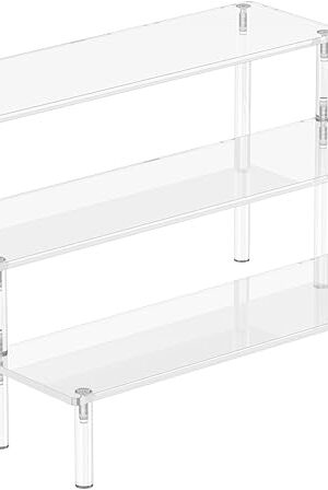 Acrylic Display Risers, 3 Tier Perfume Organizer Stand, Clear Cupcake Stand Holder, Large Shelf Risers for Figures, Dessert Shelves for Party, Riser Stand for Decoration and Organizer