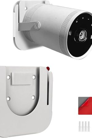 Drill Free Wall Mount Compatible with Samsung Freestyle Projector Ceiling Mount, Freestyle 2 Accessories Steel Wall Mount Shelf (White)