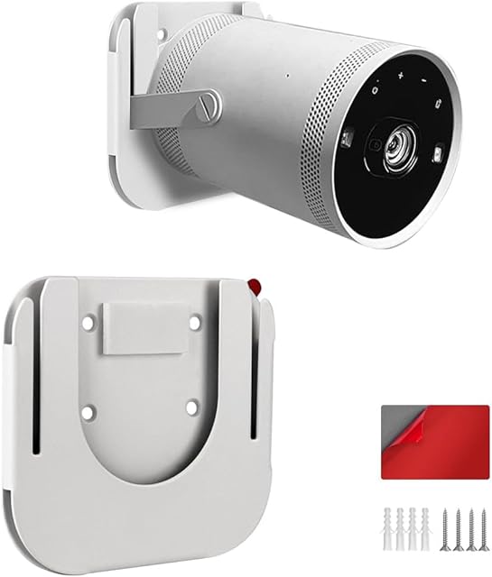 Drill Free Wall Mount Compatible with Samsung Freestyle Projector Ceiling Mount, Freestyle 2 Accessories Steel Wall Mount Shelf (White)