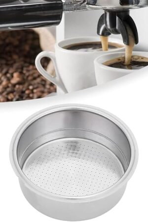 Watris Veiyi Stainless Steel Coffee Filter, Double Cup Coffee 51mm Pressurized Porous Filter, Double Layer Portafilter Basket, Coffee Machine Replacement Accessories