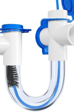 Condensate U Trap PVC Standard 3/4 Inch Connector Pipe Fitting with Cleaning Brush for HVAC Drain System