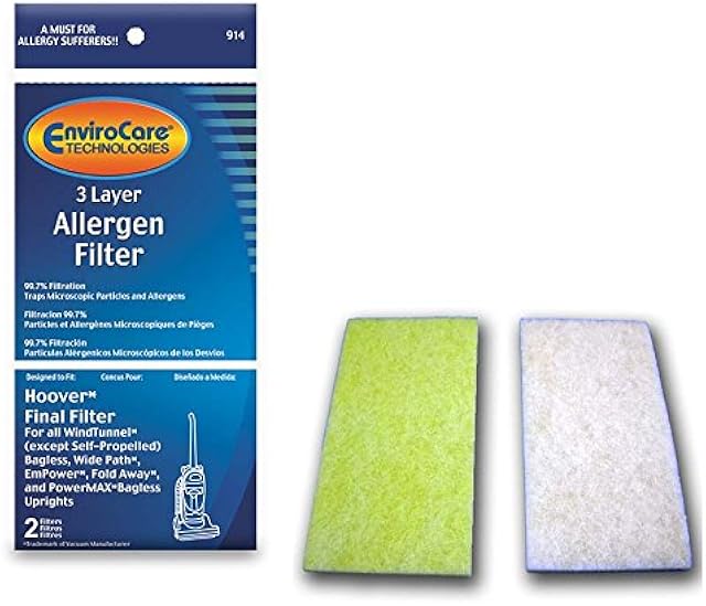EnviroCare Premium Replacement 3 Layer Final Vacuum Cleaner Filters made to fit Hoover Windtunnel Uprights