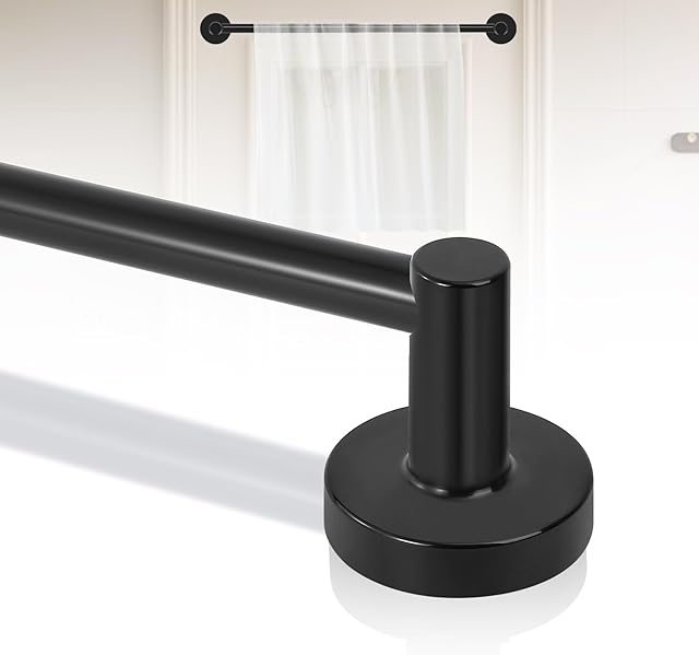 Black Magnetic Curtain Rod for Door:Magnet Curtain Rods for Classroom Whiteboard,Small Adjustable Magnetic Towel Bar,Tool-Free French Magnet Pole with Leather Protective Cover No Drilling 16-28"