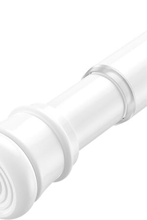 AIZESI Tension Curtain Rod for Windows 45 to 77 Inch, Adjustable Expandable Spring Curtain Rods No Drilling, Non Slip Curtain Rod for Bedroom Doorway Closet Door, White