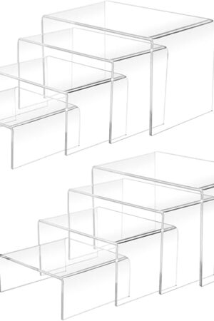 8Pcs Acrylic Display Risers(6",5",4"3") Clear Product Stand,Cupcakes Holder Dessert Display Transparent Showcase Stands, Candy Bar Risers, Acrylic Lifts Display for Figures