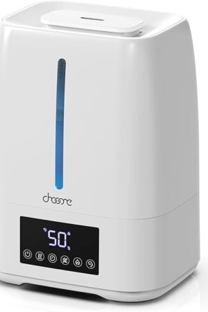 6L Top Fill Ultrasonic Humidifier - Cool and Warm Mist for Bedroom, Baby, Large Rooms & Plants, Smart Humidity Control, Aroma Diffuser, Night Light, 12H Timer, Quiet, White