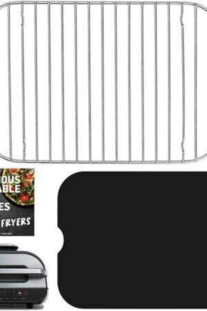 Air Fryer Rack Accessories for Ninja Foodi Smart XL 6-in-1 FG551 and Reusable Liner Accessory for Indoor Grill and Airfryer Cooking, Baking and Dehydrating, Stainless Steel, Paper Liner Replacement