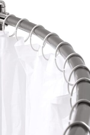 Adjustable Curved Shower Rod, 42-72 inches Extra Wide Shower Curtain Rod, Rust proof, Premium Stainless Steel, Curved Shower Curtain Rod for Bathroom, Need to Drill, Silver