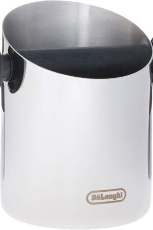 De'Longhi Knock Box for Coffee & Espresso Grounds, Easy & Mess-Free Disposal of Coffee Puck, Removable Bar and Non-Slip Base, Dishwasher Safe, Stainless Steel, 4-inch diameter,Silver