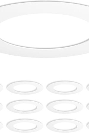 Amico 12 Pack Goof Rings for 6 Inch Recessed Lights, Can Light Trim Ring Cover, Outer Diameter 8.6-inch, Inner Diameter 6.2-inch, Durable Plastic Design, White