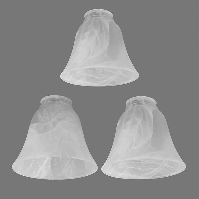 3 Pack Alabaster Glass Shade, Bell Shaped Light Fixture Replacement Globe or Cover with 2-1/8-Inch Fitter for Ceiling Fan Light Chandelier Wall Sconce G0106-Bell Frosted Glass Shade 3 Pack