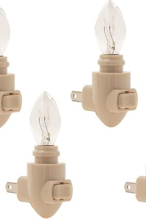 Creative Hobbies Plug in Night Light Module Includes 4 Watt Bulb, Ivory Plastic, Great for Making Your Own DIY Decorative Night Lights, Pack of 4