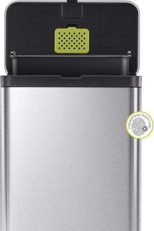 EKO Kitchen Compost Bin, 7L / 1.85 Gal Stainless Steel with Removable Inner Bucket and Deodorizer Compartment, 2-in-1 Countertop Compost Bin with Lid, Food Waste Caddy for Kitchen (MMT & Black Finish)