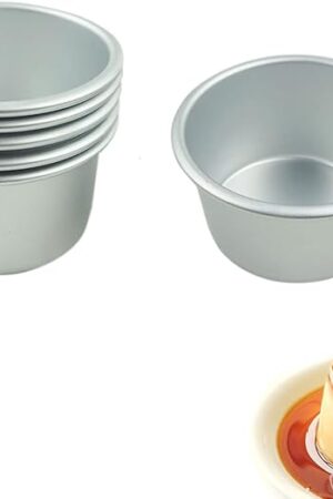 6 Packs Popover Pan， Large Individual Muffin Mold, Aluminium Pudding Cup, Chocolate Molten Mould, Raspberry Souffle Baking Maker, Brownie Tumbler -for Pie, Egg Tart, Cake (Size 3.4"x 2")