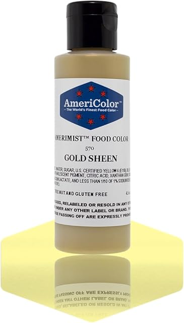AmeriColor Amerimist Edible Paint and Airbrush Food Color, 4 1/2-Ounce, Gold Sheen