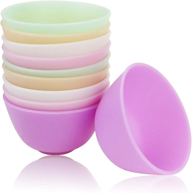BILLIOTEAM 10 PCS Multi colorful Silicone Mixing Bowl,Reusable Prep and Serve Bowls Condiment Bowls Facial Mask Bowl for Skincare,DIY Craft,Resin,Acrylic Painting