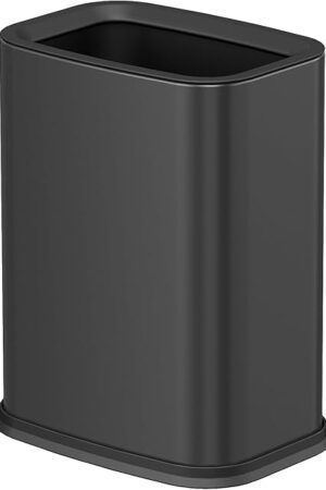 2.6 Gal Black Bathroom Trash Can,Metal Waste Baskets with Removable Inner Bucket,Small Office Garbage Can