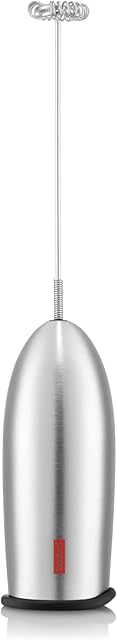 Bodum Schiuma Battery Operated Milk Frother for Coffee, Lattes, Hot Chocolate, Mocha, Cappuccino, Polished Stainless Steel