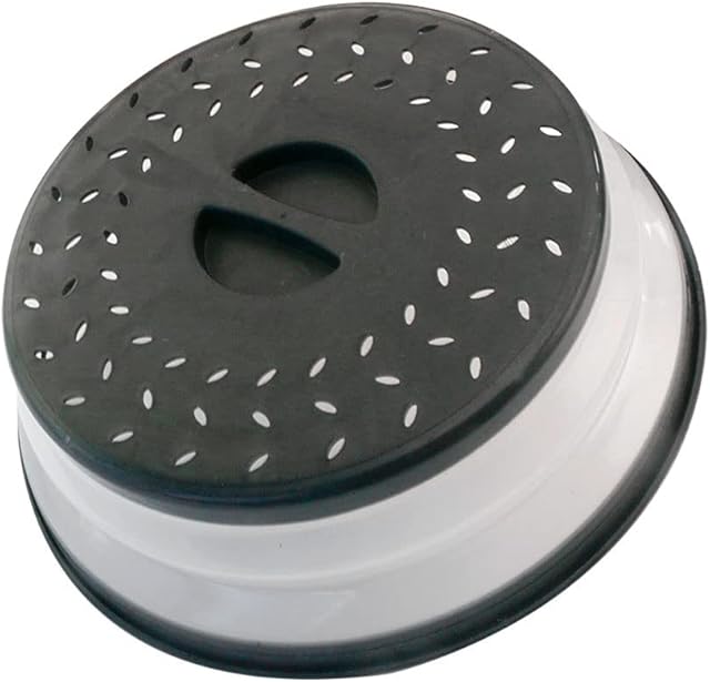 Collapsible Microwave Splatter Cover, 10.5 Inch, Dishwasher-safe, Microwave Plate Cover With Steam Vent,BPA-Free Silicone & Plastic(black)