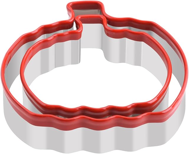 2 Piece Pumpkin Cookie Cutters Set, 4?and 3? Stainless Steel Halloween Pumpkin Cookie Cutters, FASAKA Halloween Biscuit Cutter Set with Soft PVC for Protection