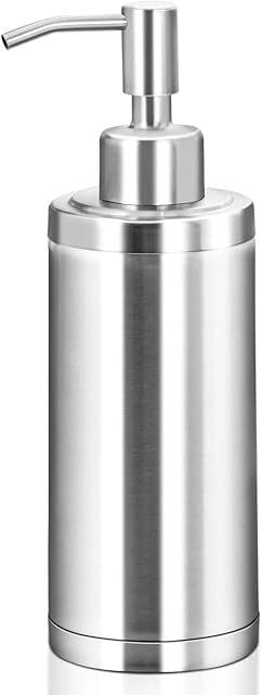 Countertop Hand Soap Dispenser, Refillable Stainless Steel Soap Pump Bottle for Bathroom & Kitchen, Free Standing - 300ml, Brushed Nickel