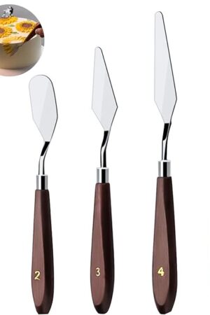 Cake Cream Spatula 5 Pieces, Stainless Steel Cake Apatula with Frosting Icing decorating Knife Art Painting Baking Pastry Tool Palette Knife for Cake Fondant Chocolate (5 Pcs)