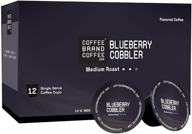 Blueberry Cobbler Flavored Coffee K Cups with Intense Flavor of Blueberries, Hints of Spices, and a Rich Aroma | Specialty Arabica Coffee, Rich and Smooth Taste | 12 Pack