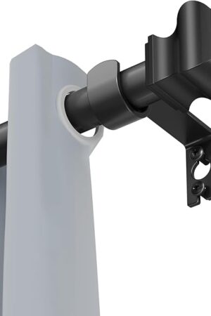 Curtain Rods for Windows 32-46 inch, 5/8 inch Matte Black Curtain Rod with Brackets Adjustable by Splicing for Bedroom Kitchen Study Living Room(32" or 46")