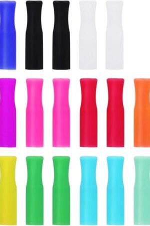22Pcs Reusable Silicone Straw Tips, Multi-color Food Grade Straws Tips Covers Only Fit for 1/4 Inch Wide(6MM Out diameter) Stainless Steel Straws by Accmor
