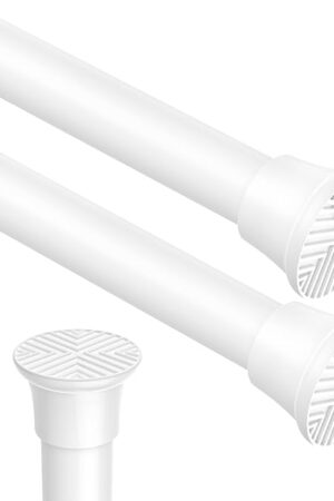 2pack Spring Tension Rods 18-36 Inch Adjustable White Tension Rod Spring Curtain Rod Extendable Short Curtain Rod Spring Loaded Curtain Rods Tension Rod for Curtains,Closet,Kitchen