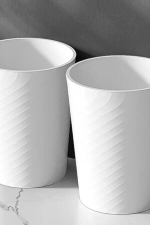 Bathroom Trash Can 1.8 Gallon Waste Basket 2 Pack Small Garbage Can for Toilet Office Bedroom, White