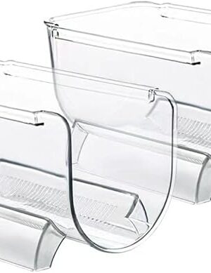 2 Pack Bottle Rack, Fridge Organizer Bottle Rack, Stackable Wine Rack Plastic Bottle Holder (2)