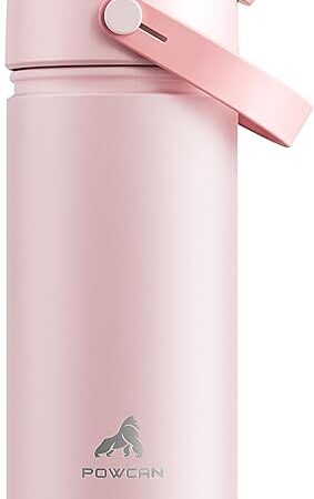 18 oz Insulated Water Bottle with 2-in-1 Straw and Spout Lid, Keep Cold 24H, Leak-Proof, Fits in Car Cup Holder, Stainless Steel Water Bottle for Sports, Travel, and School (Cotton Candy)