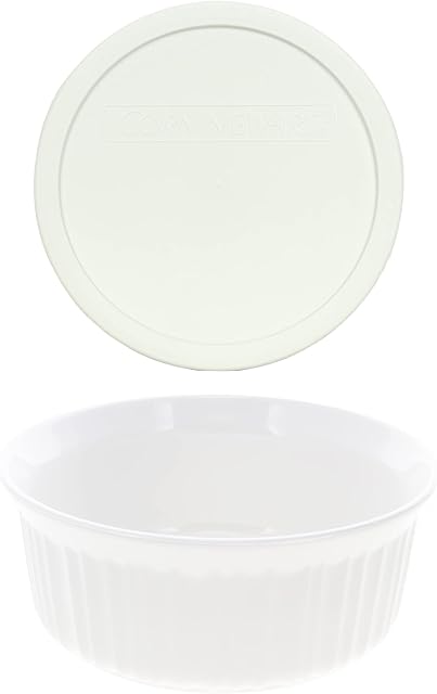 Corningware FS5 1.5qt Round French White Casserole Bowl and F-5-PC Plastic Lid