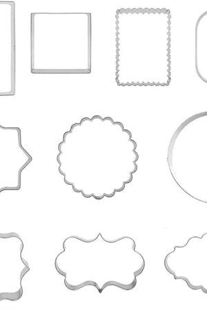 10 PCS Plaque Frame Cookie Cutters Set Fondant Tiles Biscuit Cutter Molds for Cookie Fruit Shapes