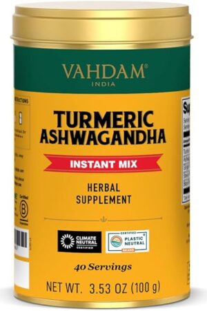 VAHDAM, Turmeric Ashwagandha - Ashwagandha with Turmeric, Ginger & Black Pepper | Non-GMO & Gluten Free | HERBAL SUPPLEMENT - 40 Servings
