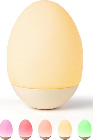 Baby Night Light for Nursery: Egg Touch LED Night Lights Stepless Dimming with Warm White and 7 RGB Colors Rechargeable Portable for Infant and Kids Bedroom Breastfeeding Sleep Aid Tap Lamp