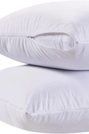 White Classic King Pillow Covers with Zipper 2 Pack - 20 x 36 Ultra-Soft, Cozy and Noiseless King Pillow Protector, 200 Thread Count, Fade-Resistant Pillow Shams