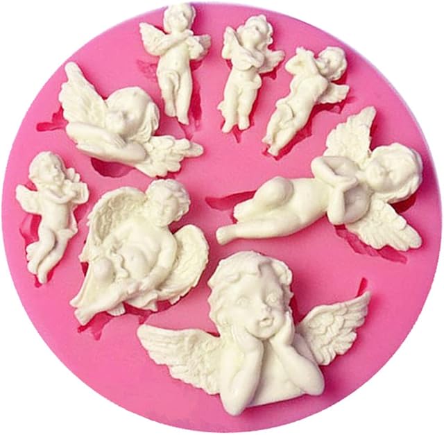 8 Fairy Sizes Shapes Angel Baby 3D Boy Wing Silicone Mold Tools for Make Chocolates Hard Candies Desserts Ice Candles Soap Baking Cake Decor