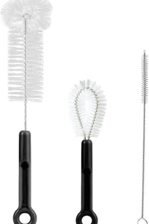 3-Pack Bottle Cleaning Brush Set - Long Water Bottle Brush, Straw Cleaner & Lid Brush for Baby Bottles, Travel Mugs, Wine Decanter, Narrow Spaces, Pipes & More