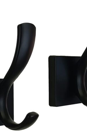 Black Coats Towels Hooks,Towel Robe Clothes Coat Hooks,Heavy Duty Wall Mount Hooks for Bath Bedroom Kitchen Pool Garage Hotel,2 Pack